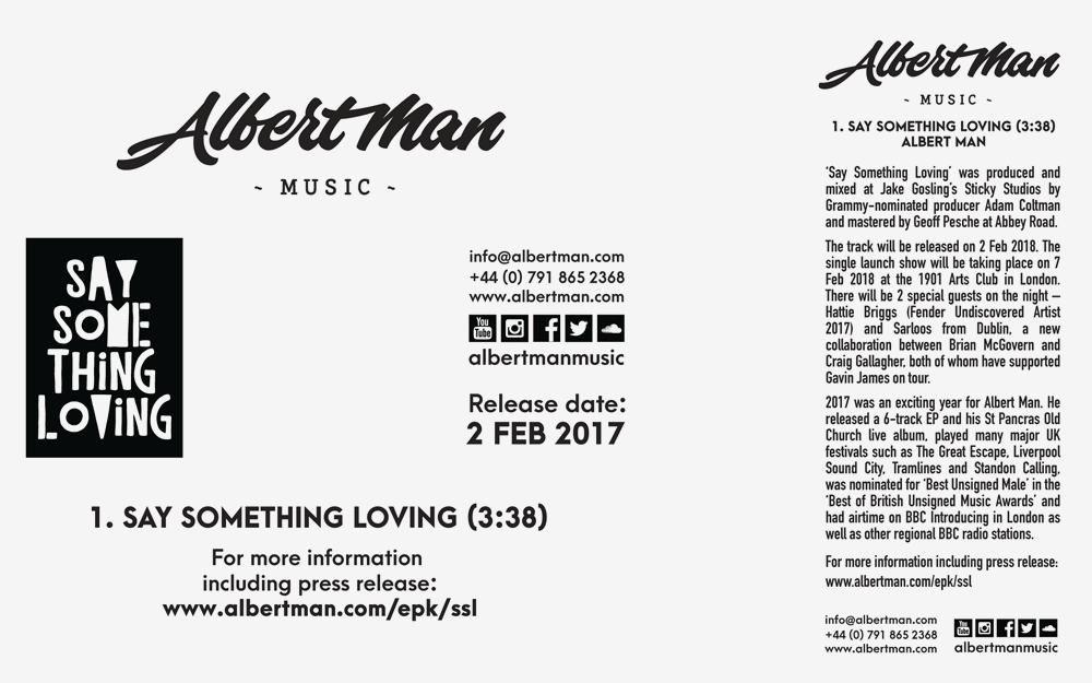 Say Something Loving white label CD design to send to radio and festivals
