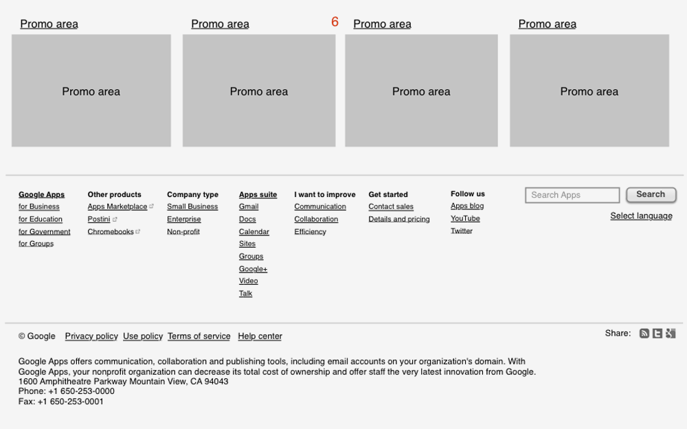 Google Enterprise wireframe