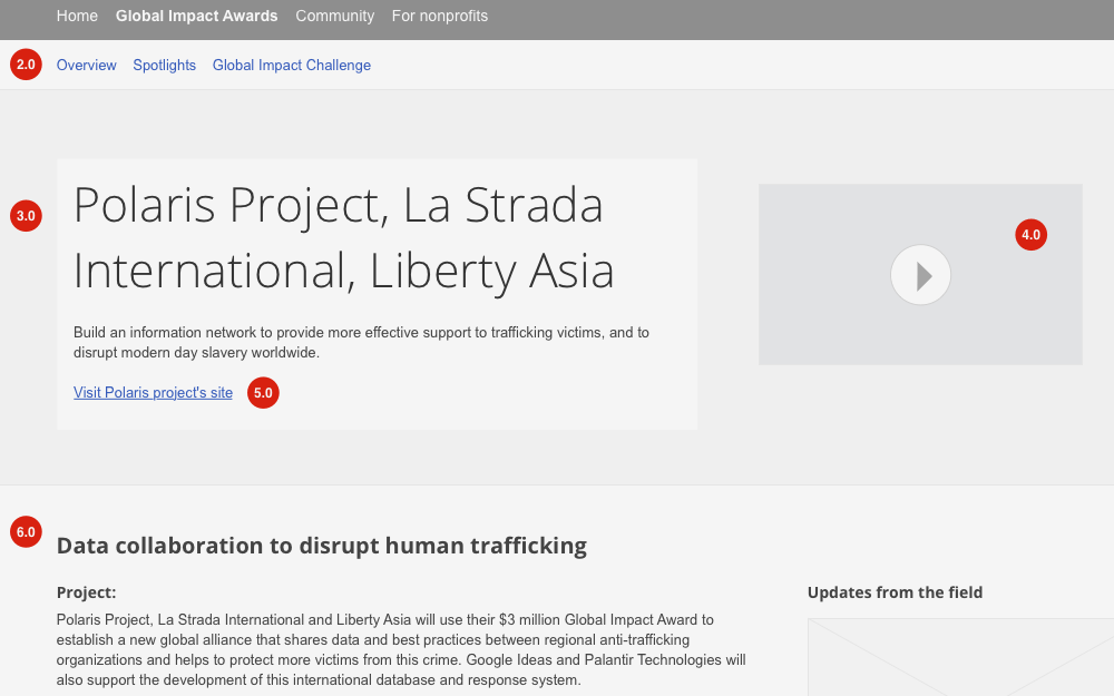 Google Giving wireframe