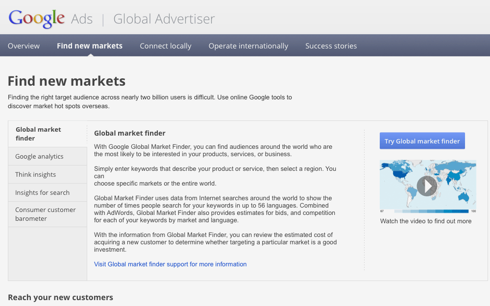 Global Advertisers wireframe