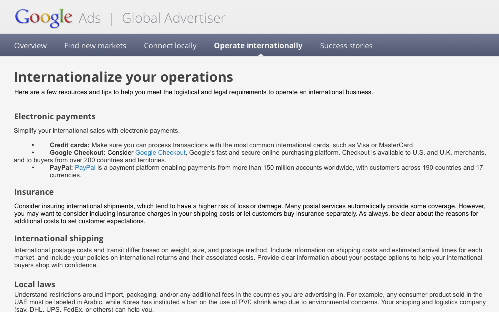 Global Advertisers wireframe