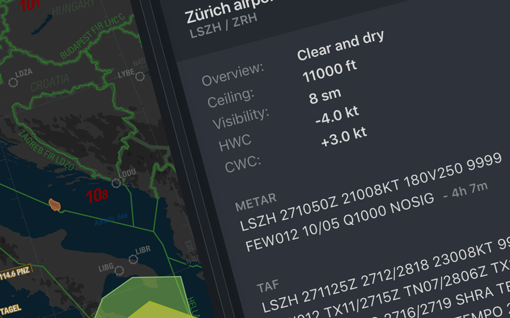 mBriefing Dashboard, iPad landscape, expanded version, dark mode, screen 1