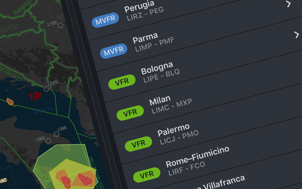 mBriefing Dashboard, iPad landscape, expanded version, dark mode, screen 1, alt tab