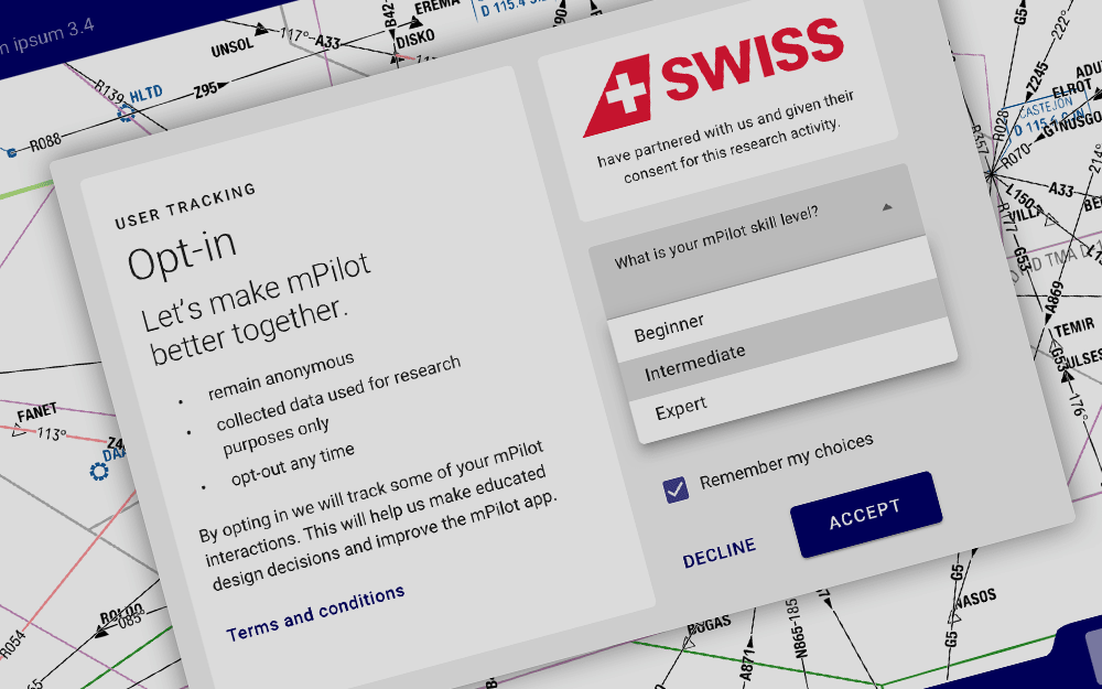 Lufthansa mPilot User-Tracking Opt-in dialogue skill level