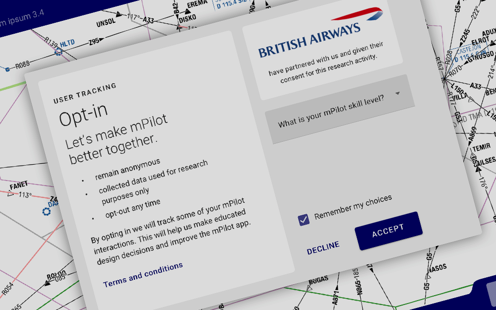 Lufthansa mPilot User-Tracking Opt-in dialogue alternative branding